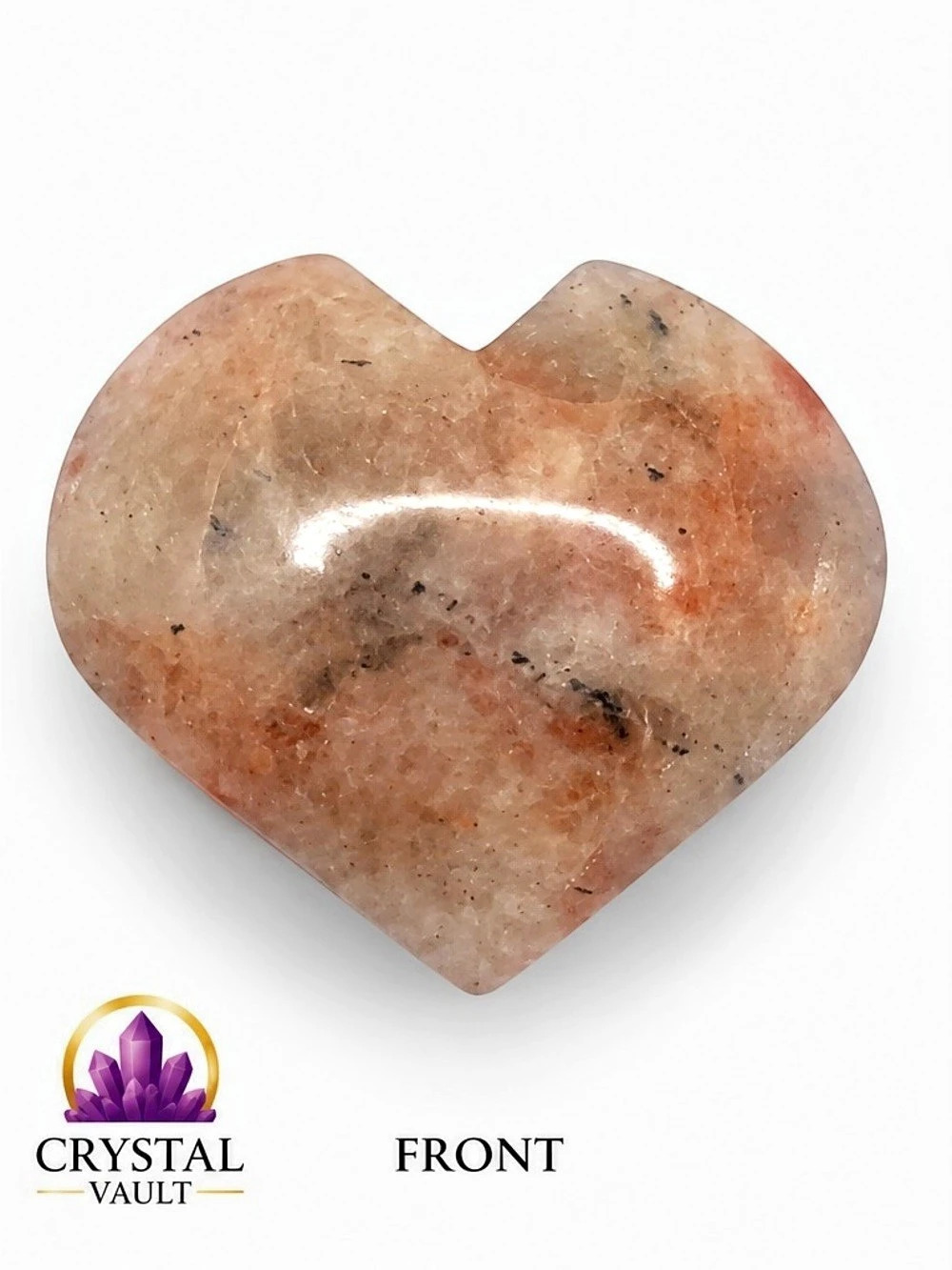 Sunstone Crystal Heart 1.5” Peach Cream Polished Natural Stone 1.3 oz